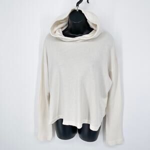 Enza Costa Women's NEW Cropped Hooded Terry Sweatshirt Size M White FT3646